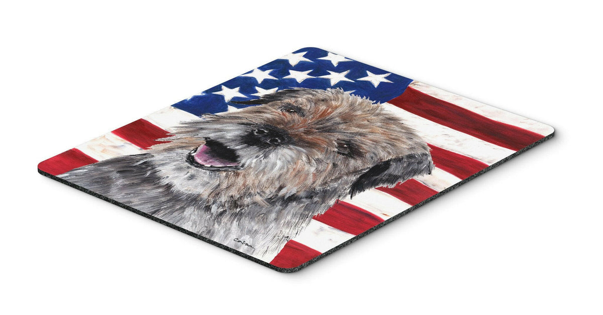 Border Terrier Mix USA American Flag Mouse Pad, Hot Pad or Trivet by Caroline&#39;s Treasures
