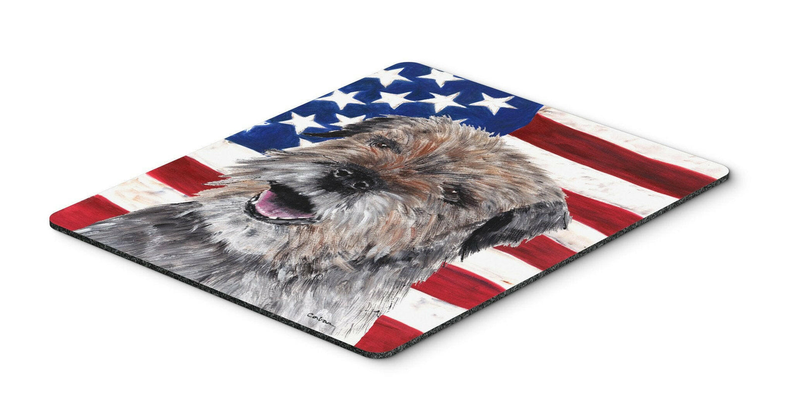Border Terrier Mix USA American Flag Mouse Pad, Hot Pad or Trivet by Caroline's Treasures