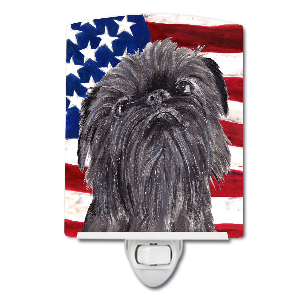 Brussels Griffon with American Flag Ceramic Night Light SC9517CNL - the-store.com