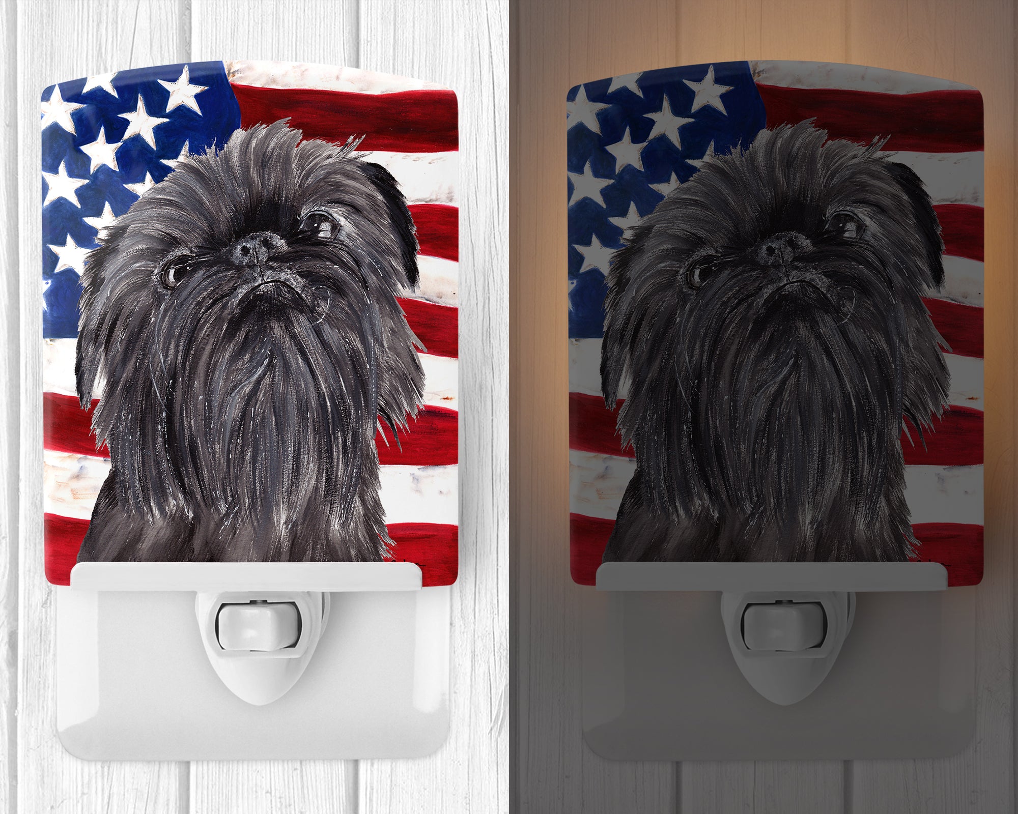 Brussels Griffon with American Flag Ceramic Night Light SC9517CNL - the-store.com