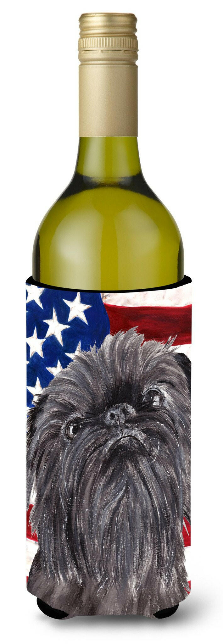 Brussels Griffon USA American Flag Wine Bottle Beverage Insulator Beverage Insulator Hugger by Caroline&#39;s Treasures