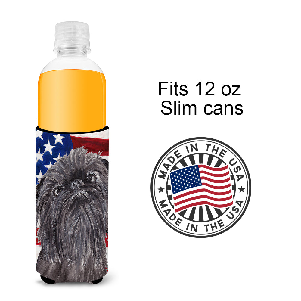 Brussels Griffon USA American Flag Ultra Beverage Insulators for slim cans