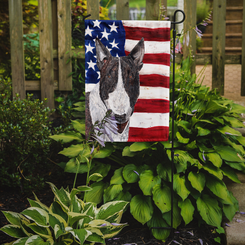 Bull Terrier USA American Flag Flag Garden Size.