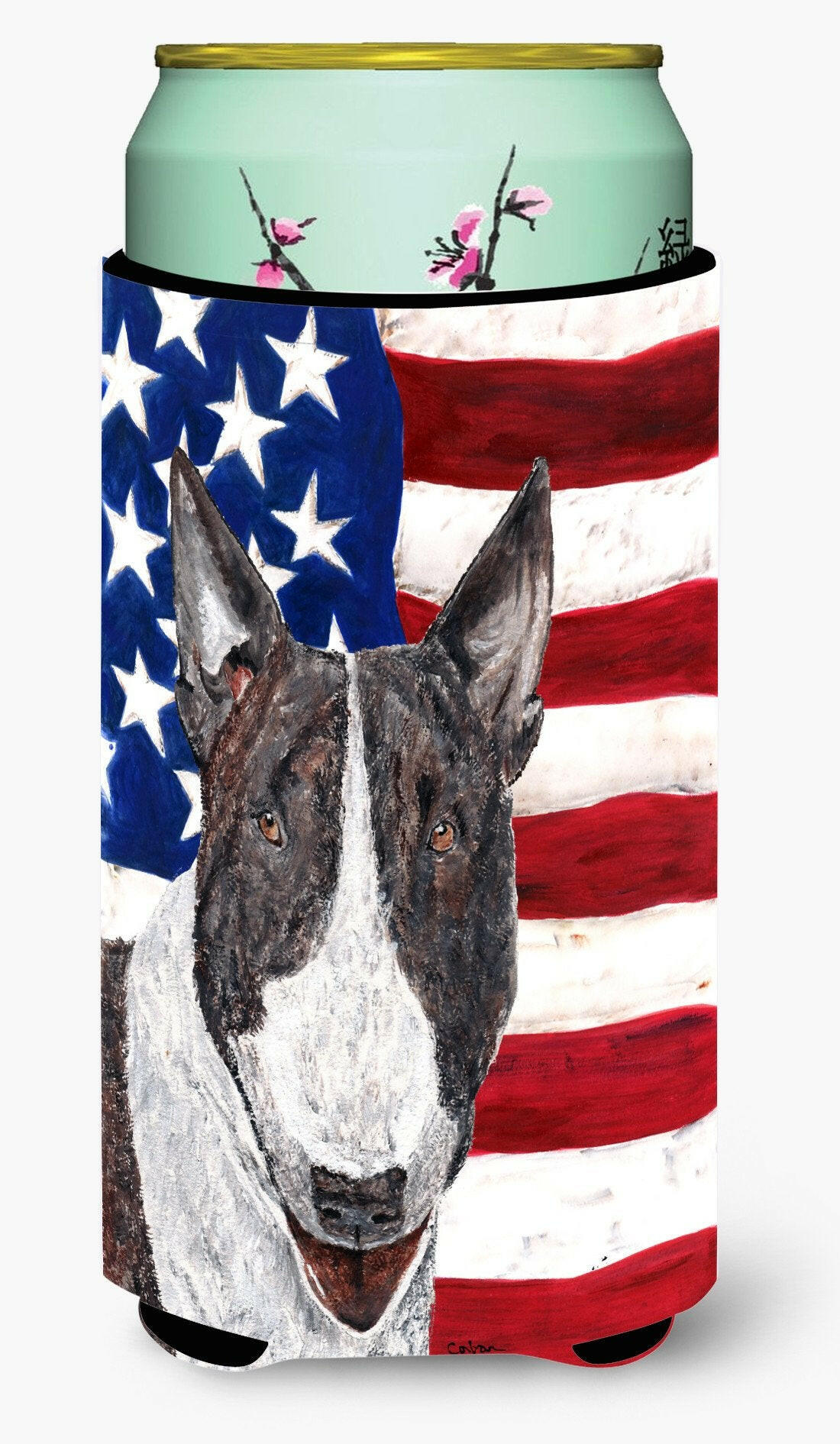 Bull Terrier USA American Flag Tall Boy Beverage Insulator Beverage Insulator Hugger by Caroline's Treasures