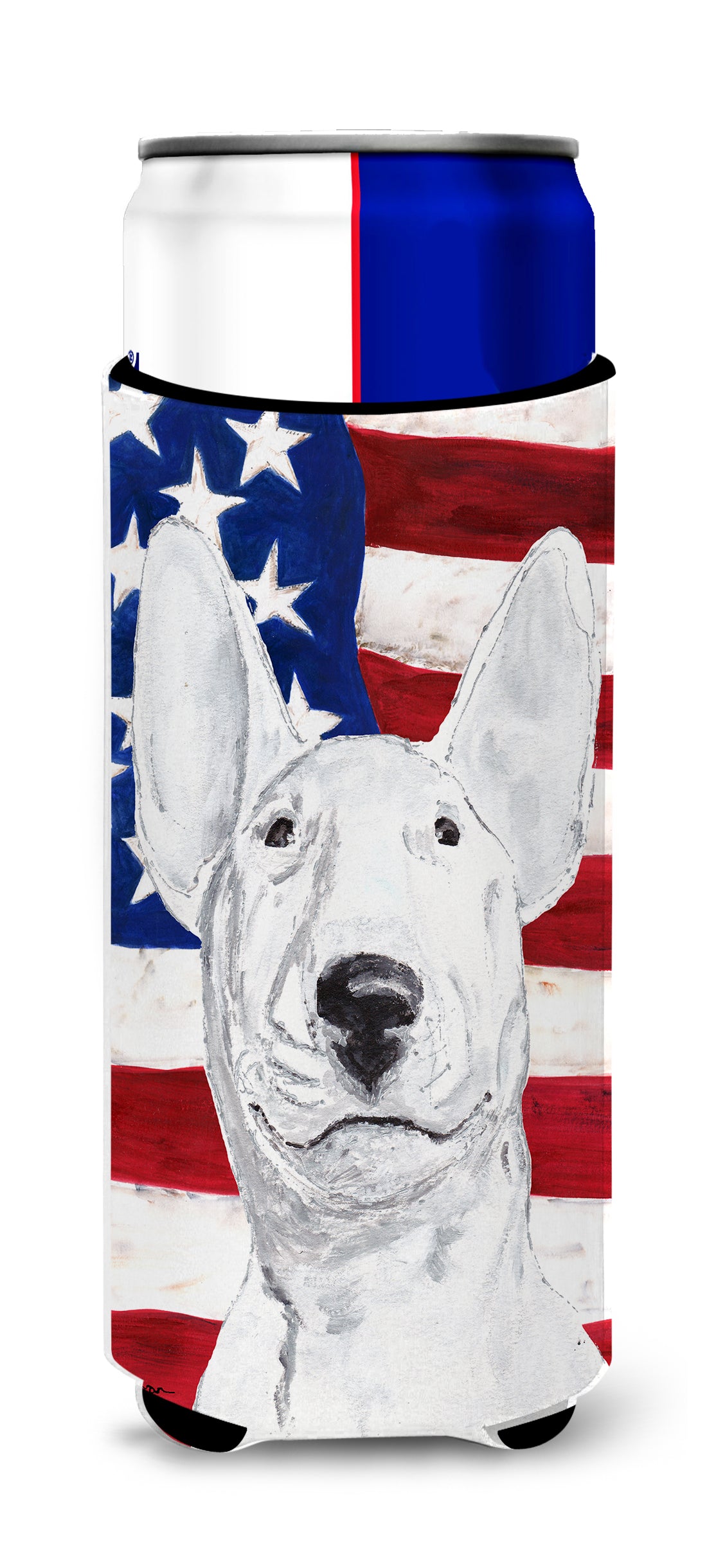 Bull Terrier USA American Flag Ultra Beverage Insulators for slim cans