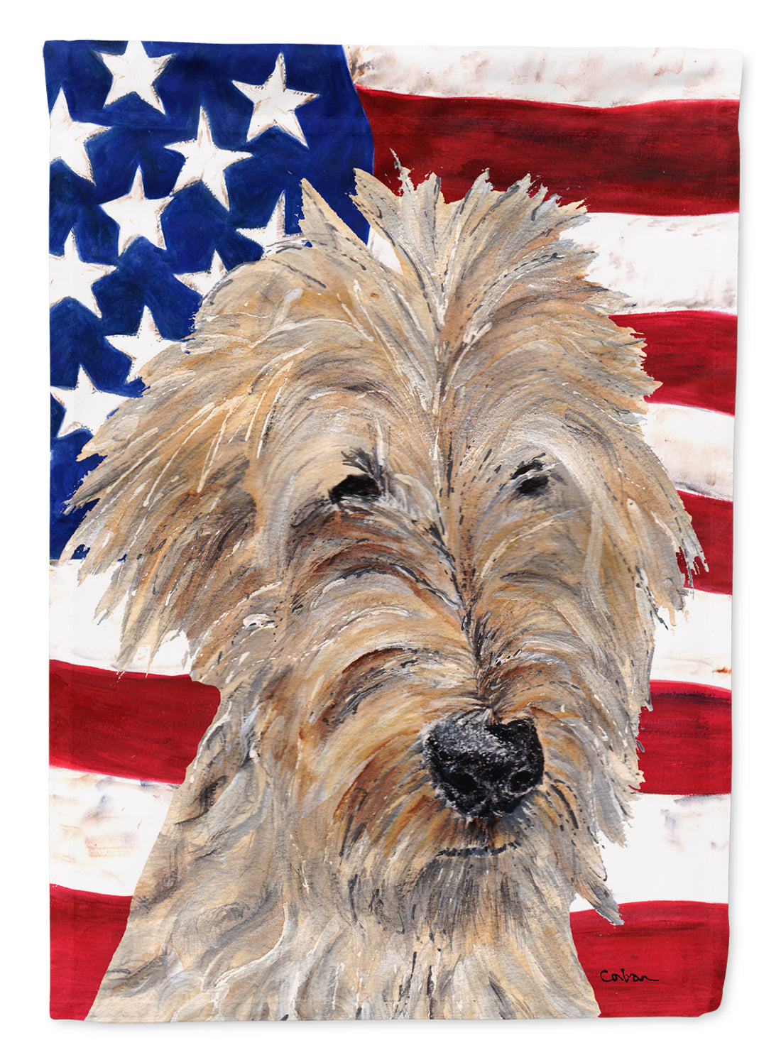 Goldendoodle USA American Flag Flag Canvas House Size  the-store.com.