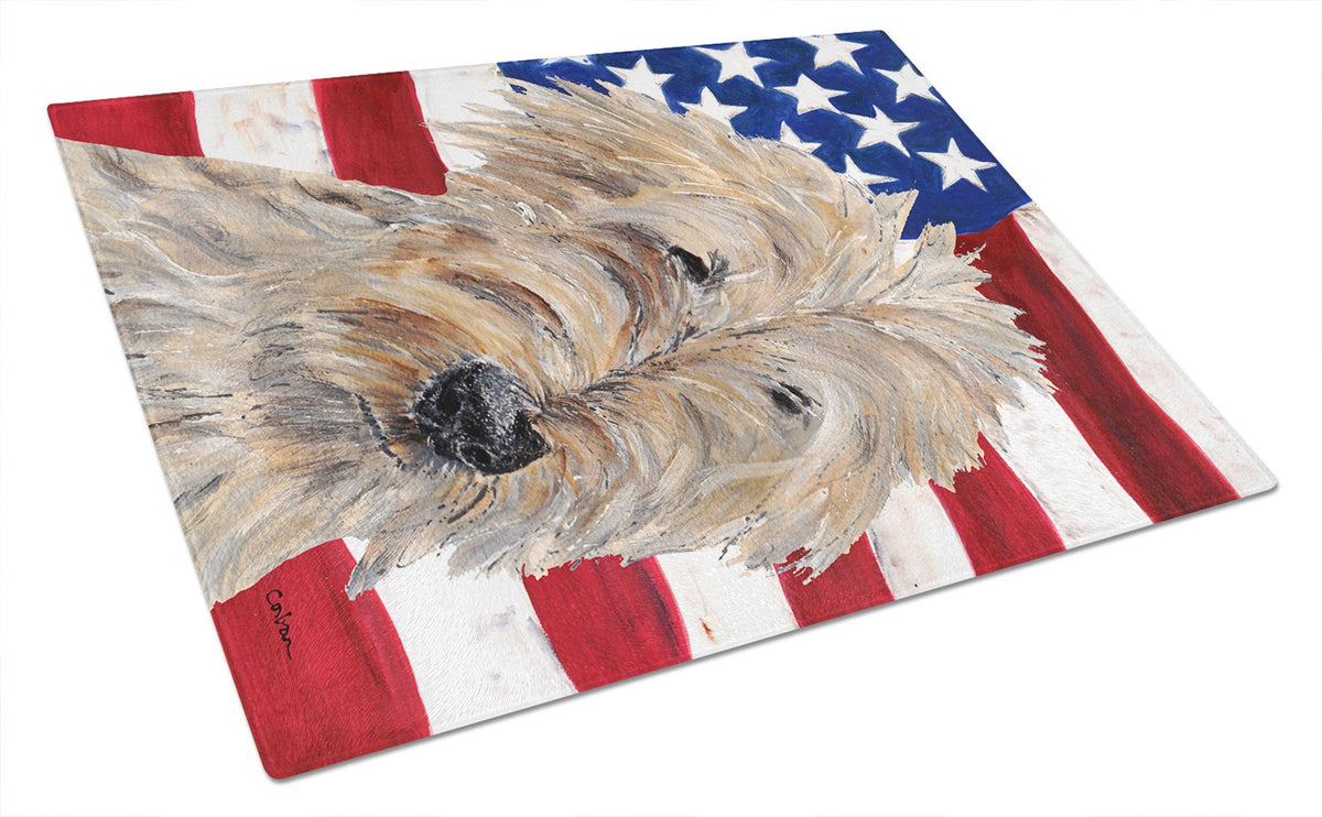Goldendoodle USA American Flag Glass Cutting Board Large by Caroline&#39;s Treasures
