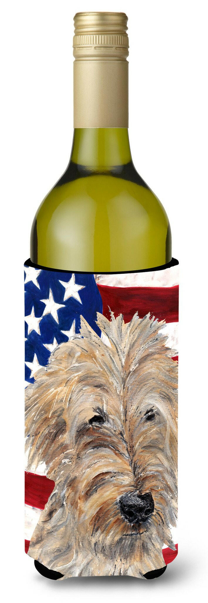 Goldendoodle USA American Flag Wine Bottle Beverage Insulator Beverage Insulator Hugger by Caroline&#39;s Treasures