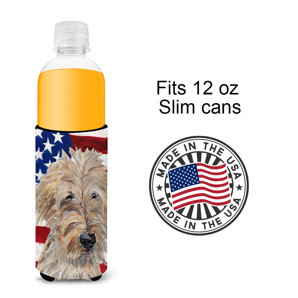 Goldendoodle USA American Flag Ultra Beverage Insulators for slim cans