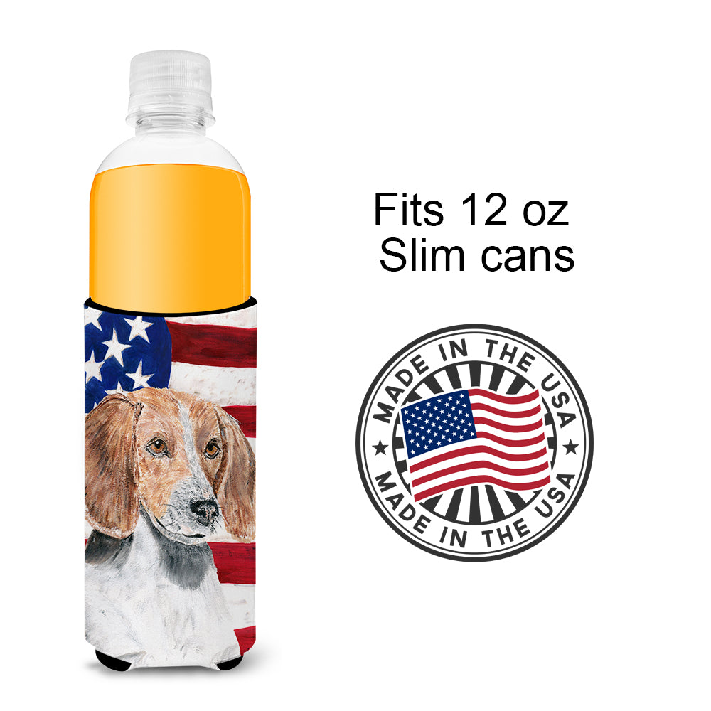 English Foxhound USA American Flag Ultra Beverage Insulators for slim cans.
