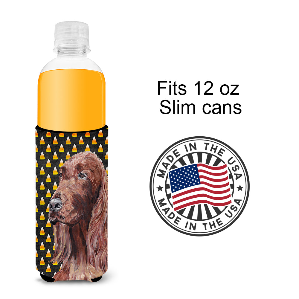 Irish Setter Halloween Candy Corn Ultra Beverage Insulators for slim cans