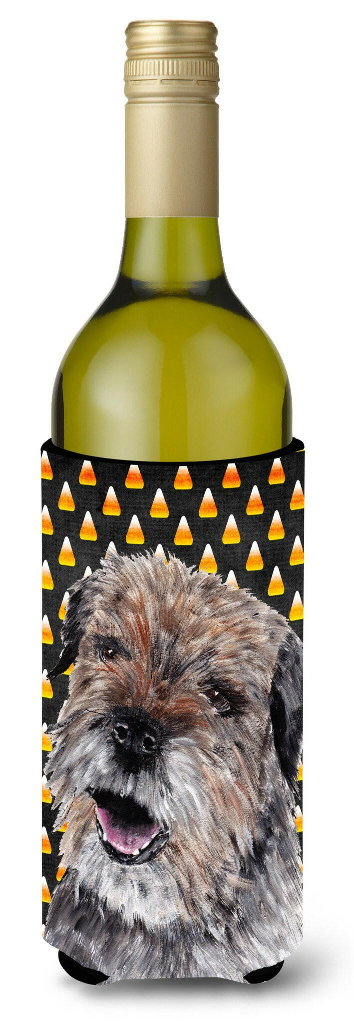 Border Terrier Halloween Candy Corn Wine Bottle Beverage Insulator Beverage Insulator Hugger by Caroline&#39;s Treasures