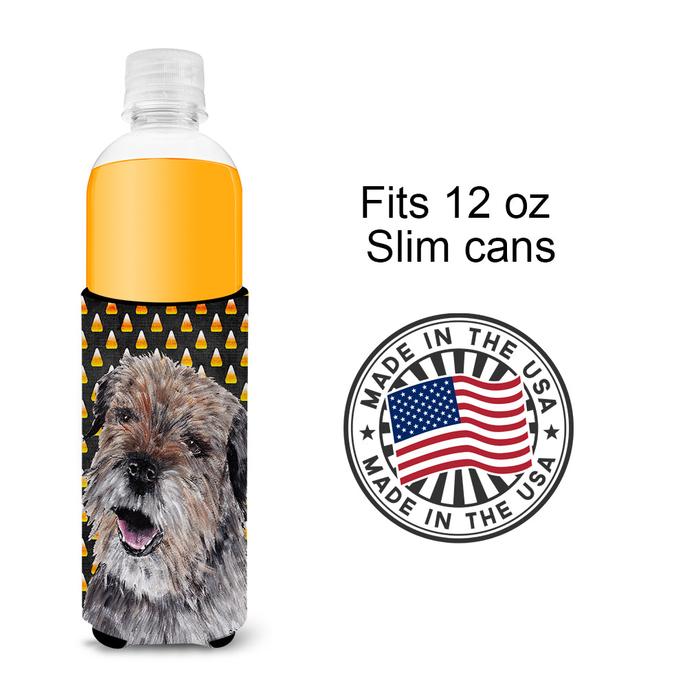 Border Terrier Halloween Candy Corn Ultra Beverage Insulators for slim cans.