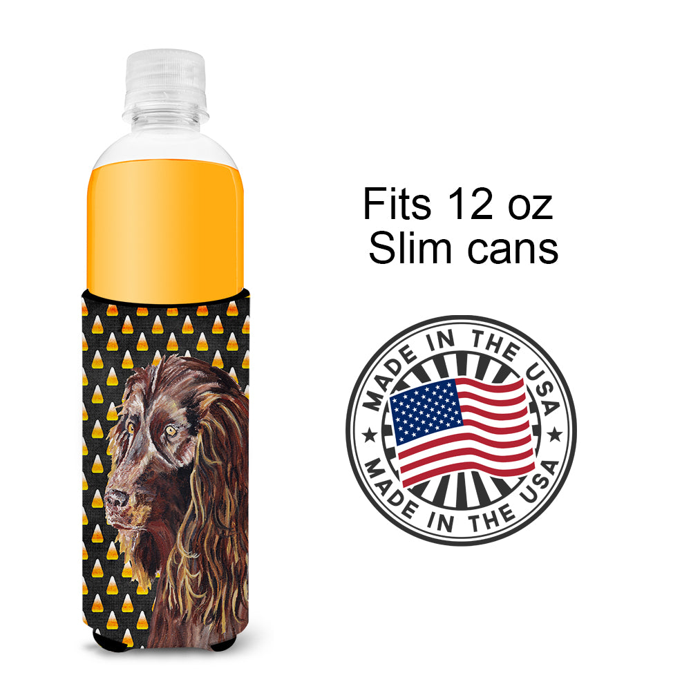 Boykin Spaniel Halloween Candy Corn Ultra Beverage Insulators for slim cans.
