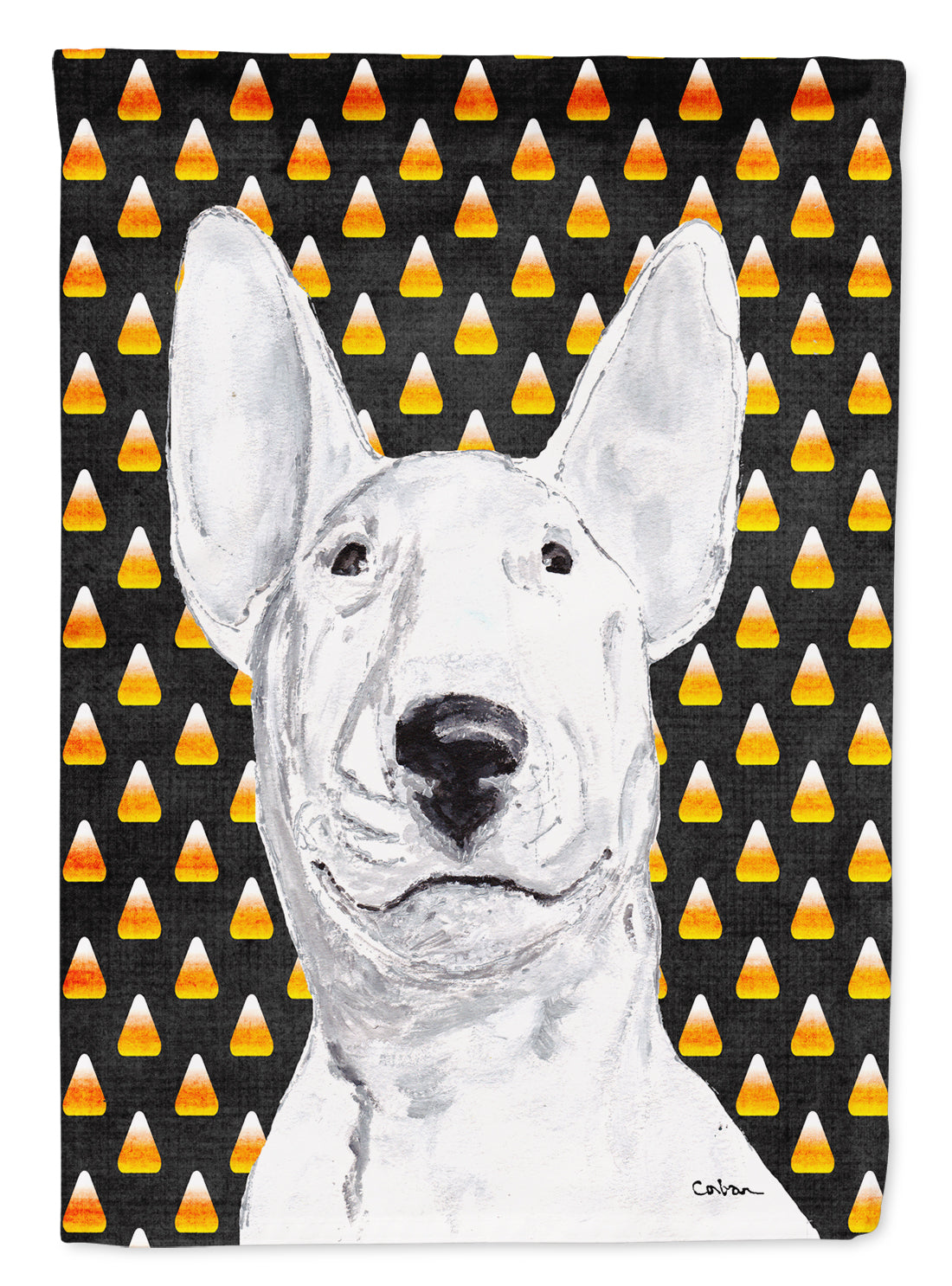Bull Terrier Halloween Candy Corn Flag Canvas House Size  the-store.com.
