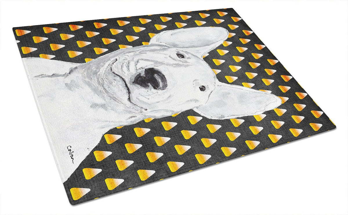 Bull Terrier Halloween Candy Corn Glass Cutting Board Large by Caroline&#39;s Treasures