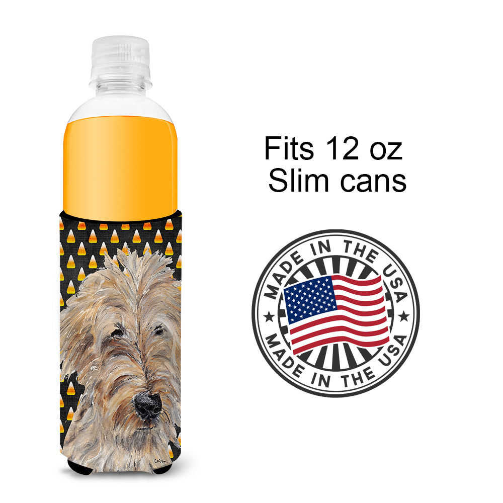 Goldendoodle Halloween Candy Corn Ultra Beverage Insulators for slim cans.