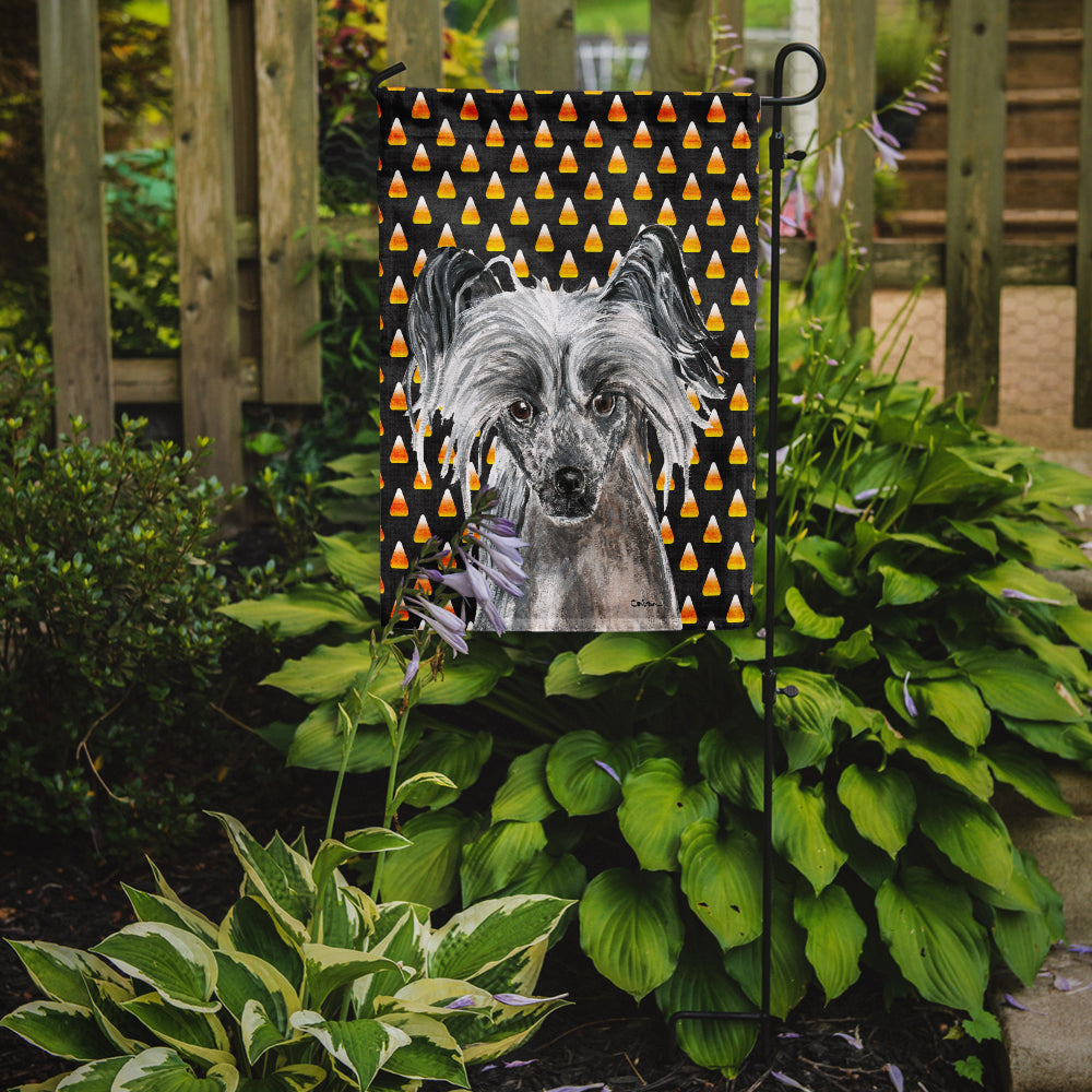 Chinese Crested Halloween Candy Corn Flag Garden Size.