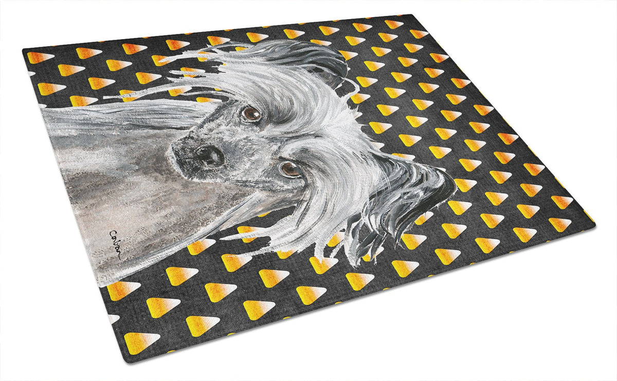 Chinese Crested Halloween Candy Corn Glass Cutting Board Large by Caroline&#39;s Treasures