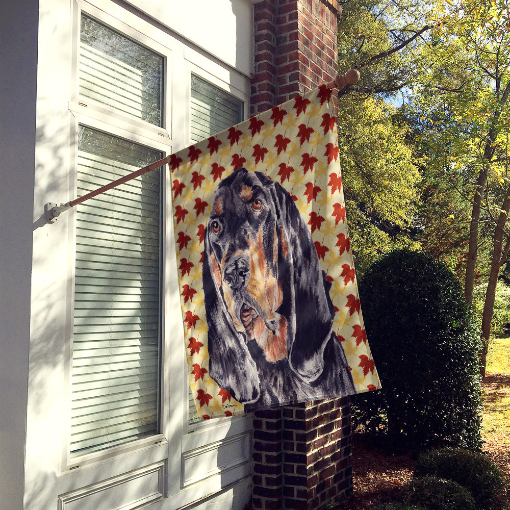 Coonhound Fall Leaves Flag Canvas House Size