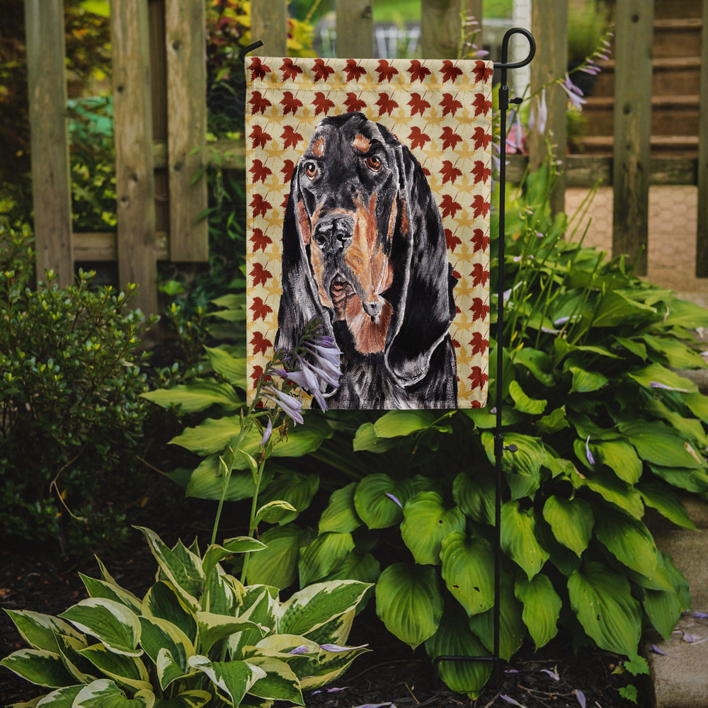 Coonhound Fall Leaves Flag Garden Size