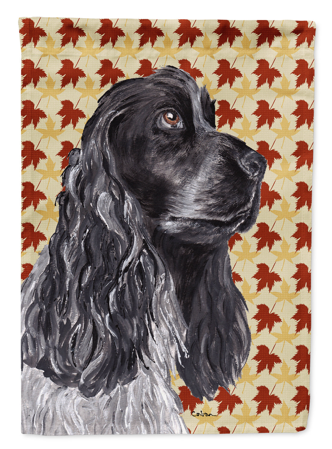 Cocker Spaniel Fall Leaves Flag Canvas House Size  the-store.com.