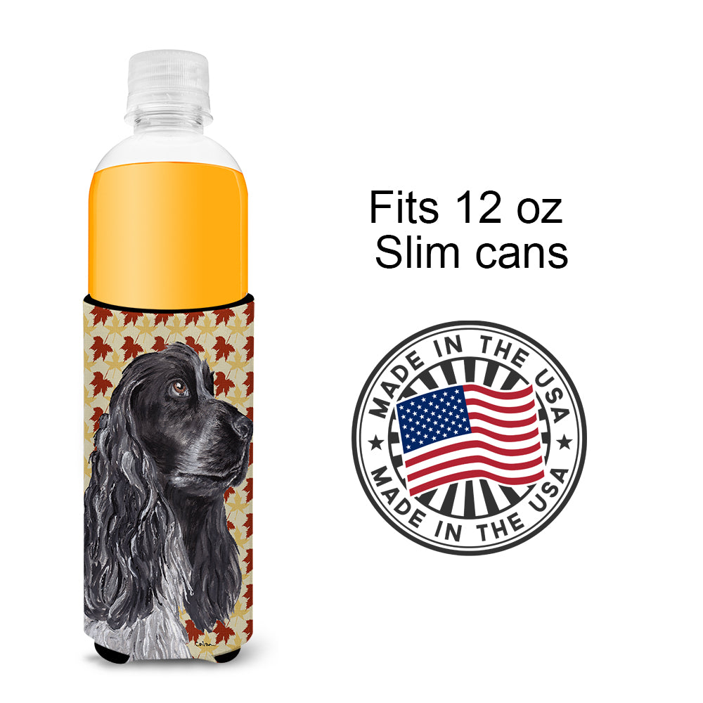Cocker Spaniel Fall Leaves Ultra Beverage Insulators for slim cans.