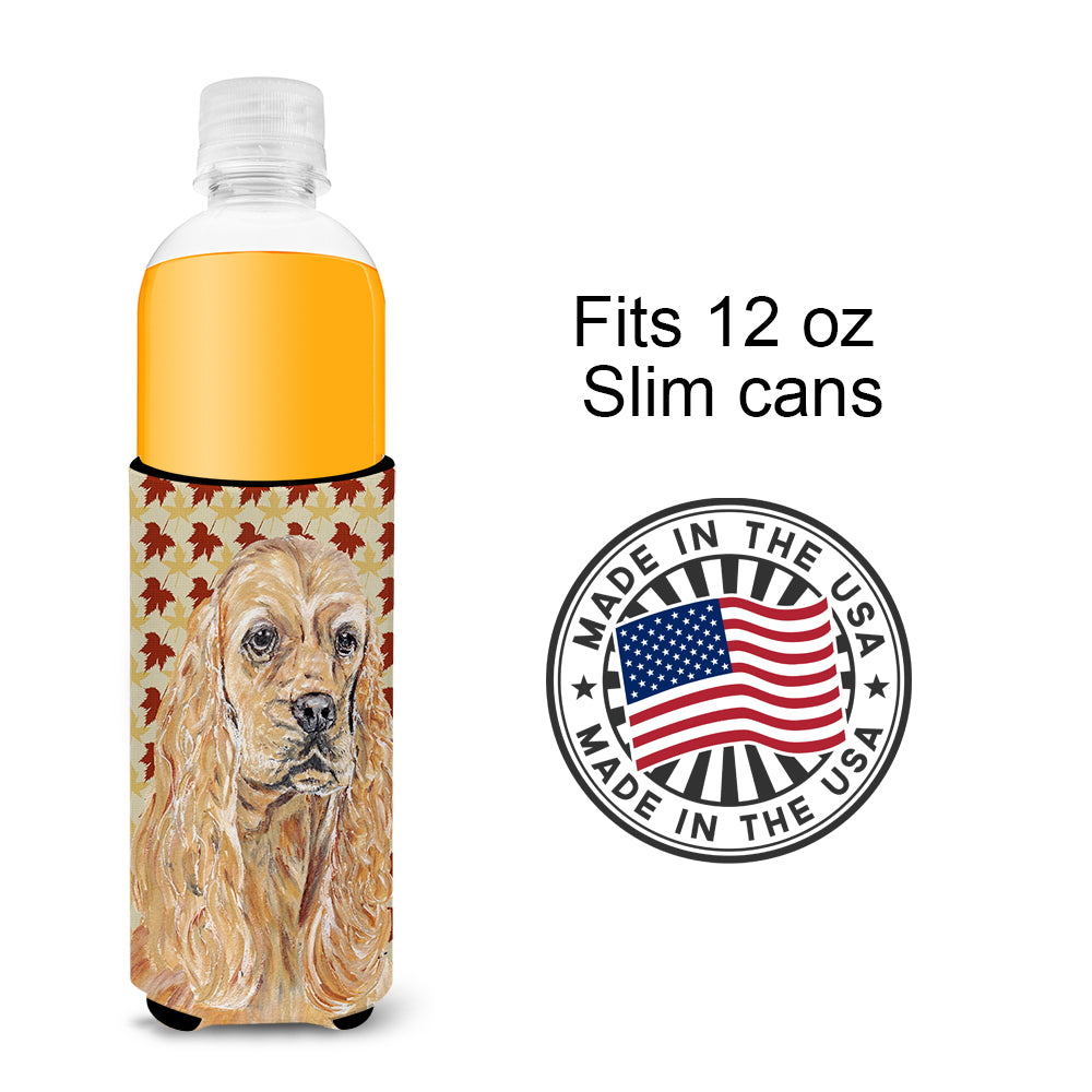 Cocker Spaniel Fall Leaves Ultra Beverage Insulators for slim cans