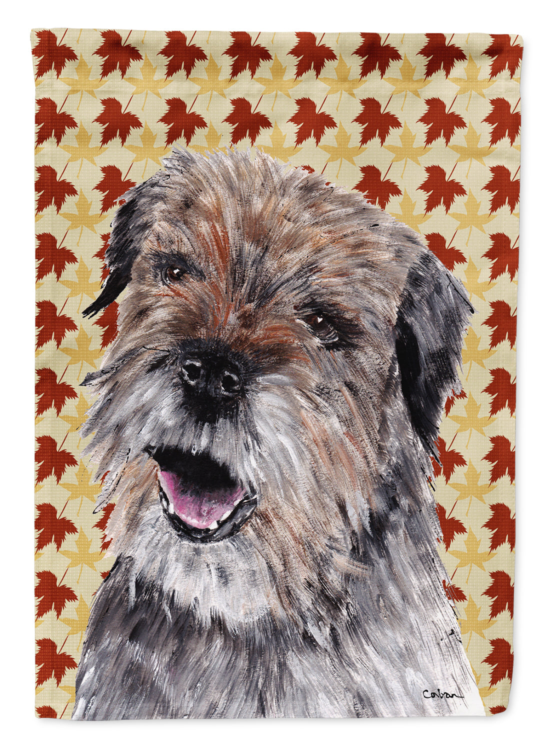 Border Terrier Fall Leaves Flag Canvas House Size