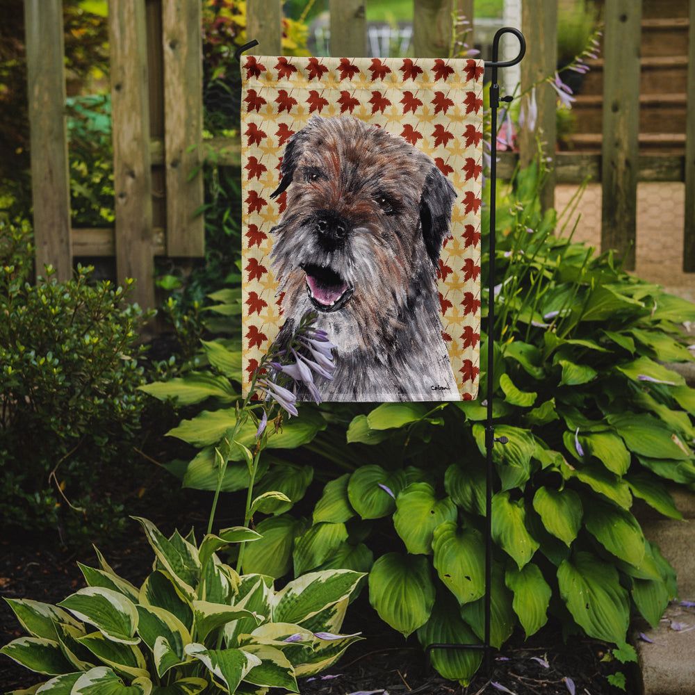 Border Terrier Fall Leaves Flag Garden Size.