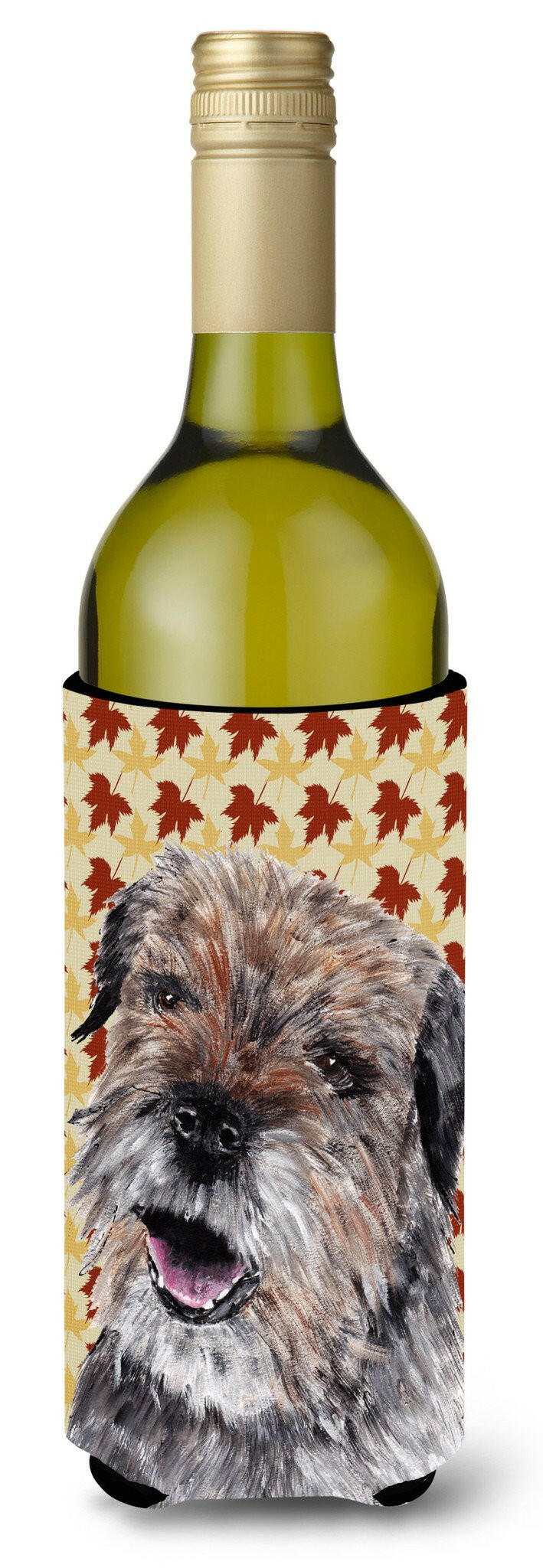 Border Terrier Fall Leaves Wine Bottle Beverage Insulator Beverage Insulator Hugger by Caroline&#39;s Treasures