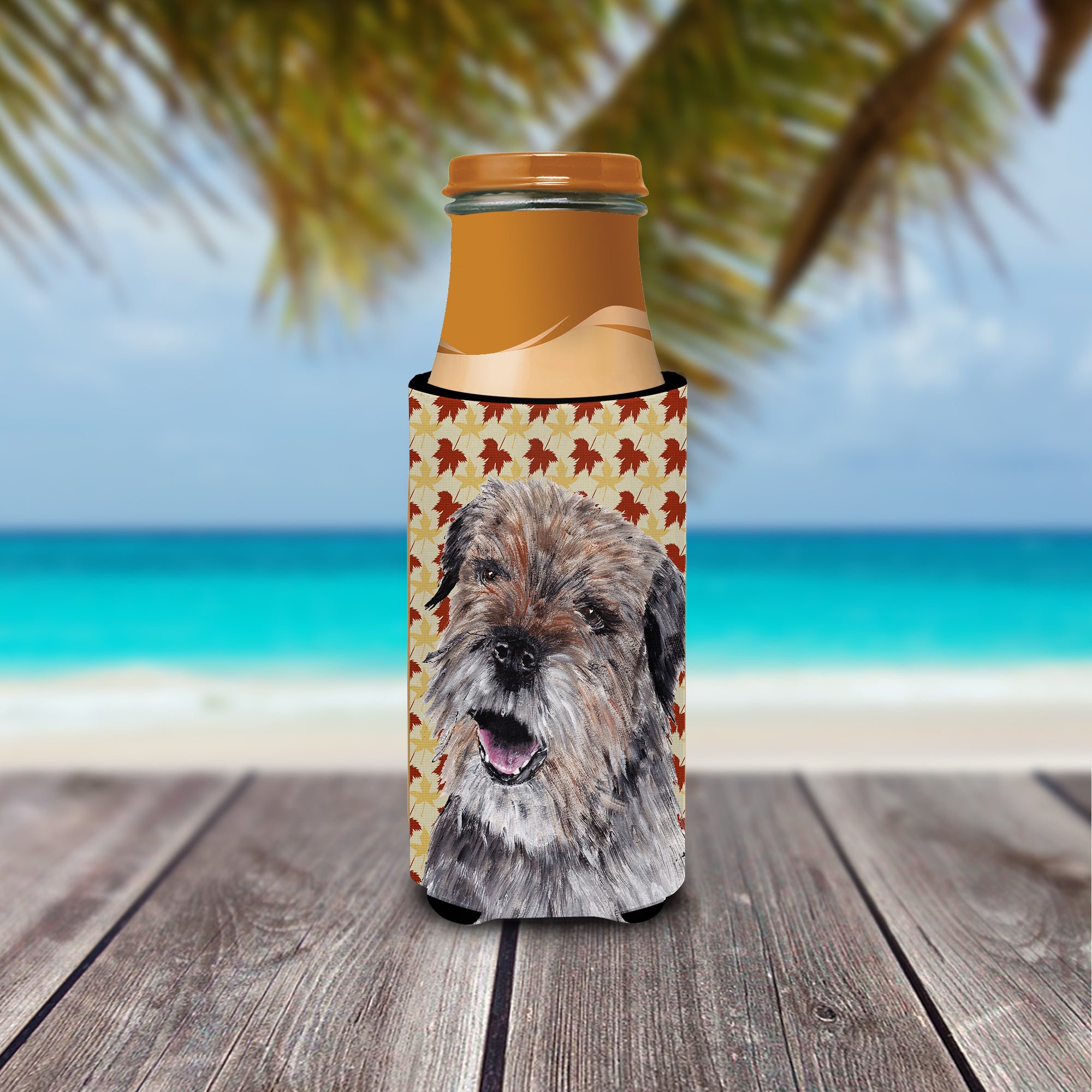 Border Terrier Fall Leaves Ultra Beverage Insulators for slim cans.