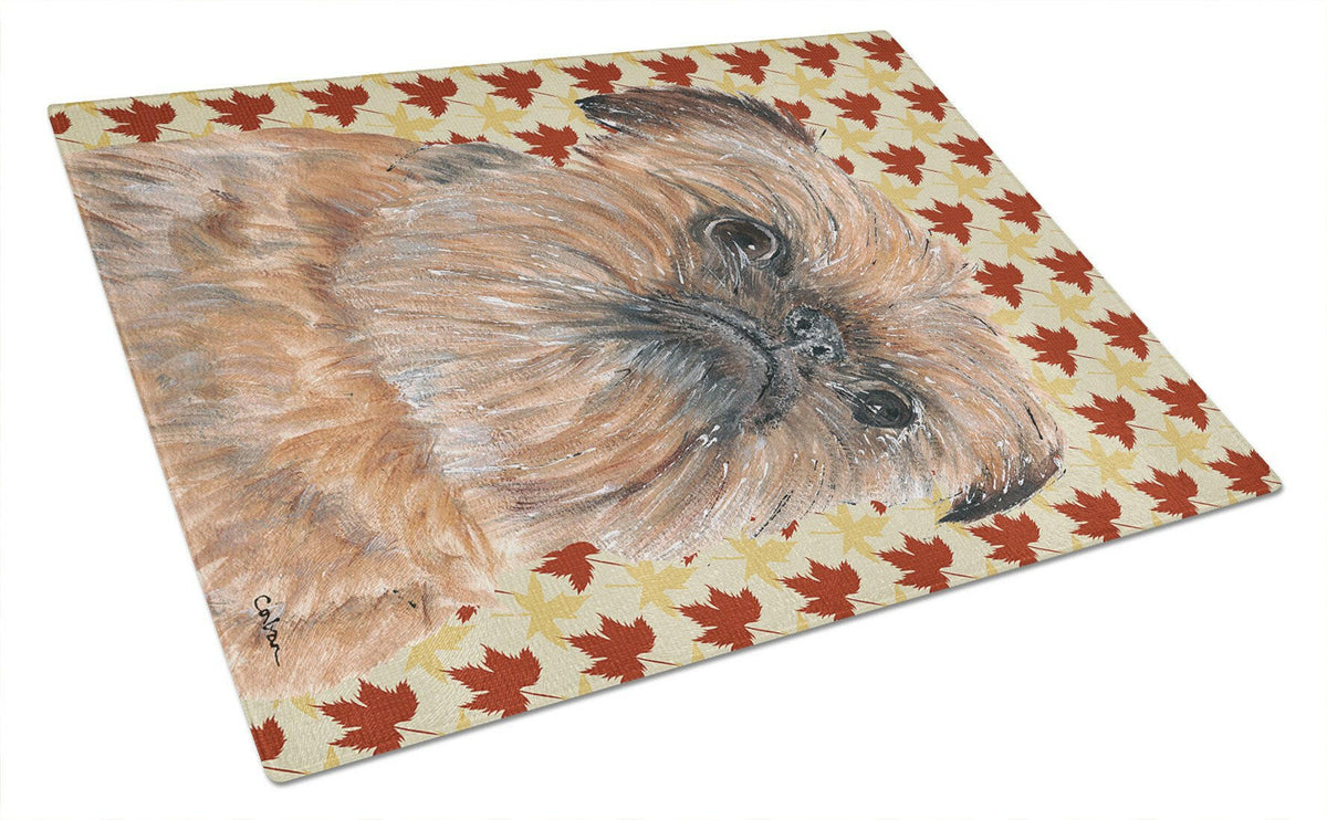 Brussels Griffon Fall Leaves Glass Cutting Board Large by Caroline&#39;s Treasures
