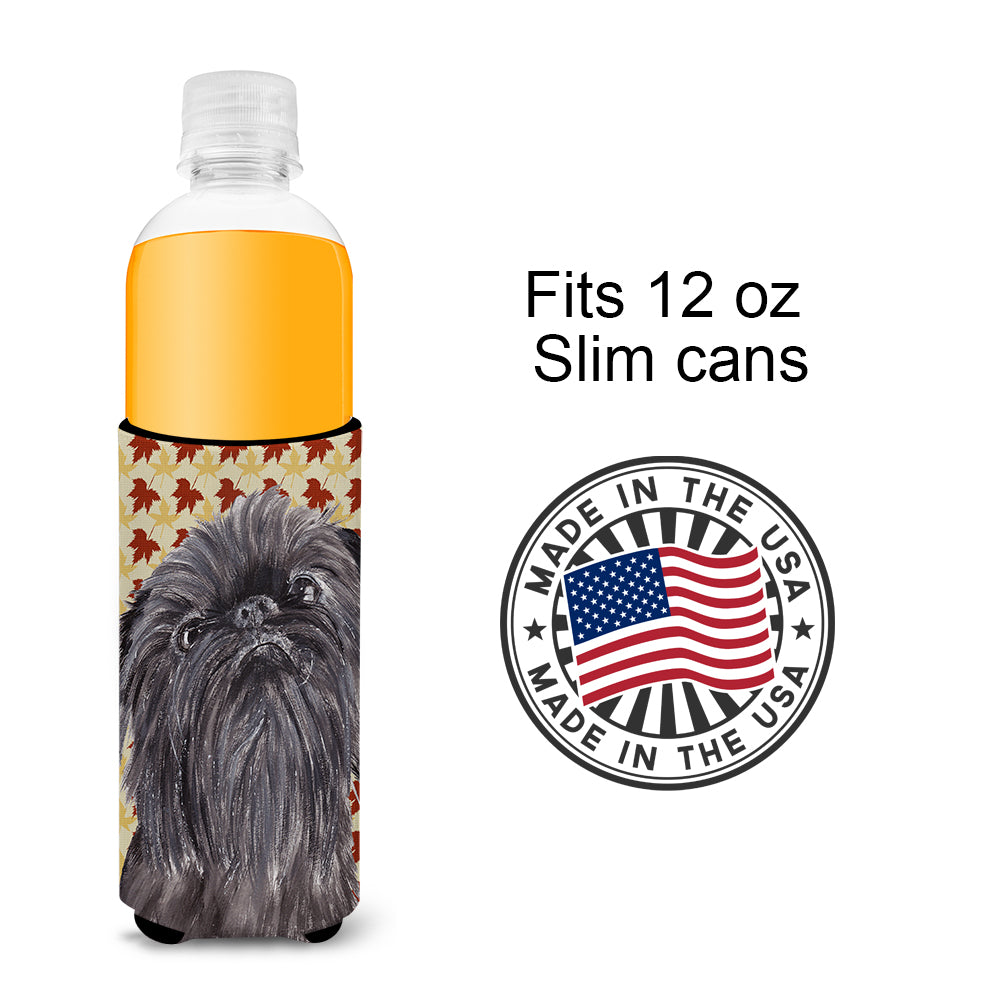 Brussels Griffon Fall Leaves Ultra Beverage Insulators for slim cans.