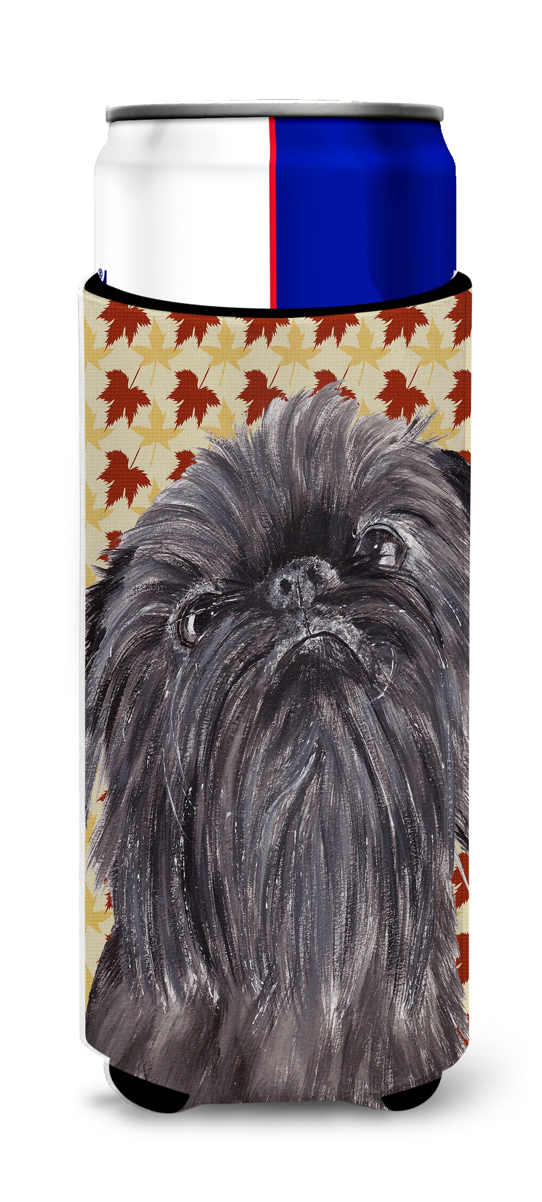 Brussels Griffon Fall Leaves Ultra Beverage Insulators for slim cans.