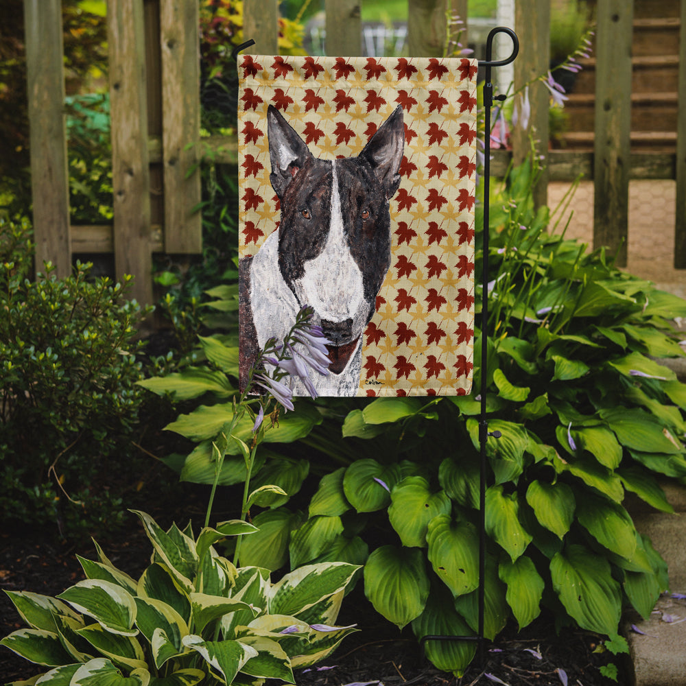 Bull Terrier Fall Leaves Flag Garden Size