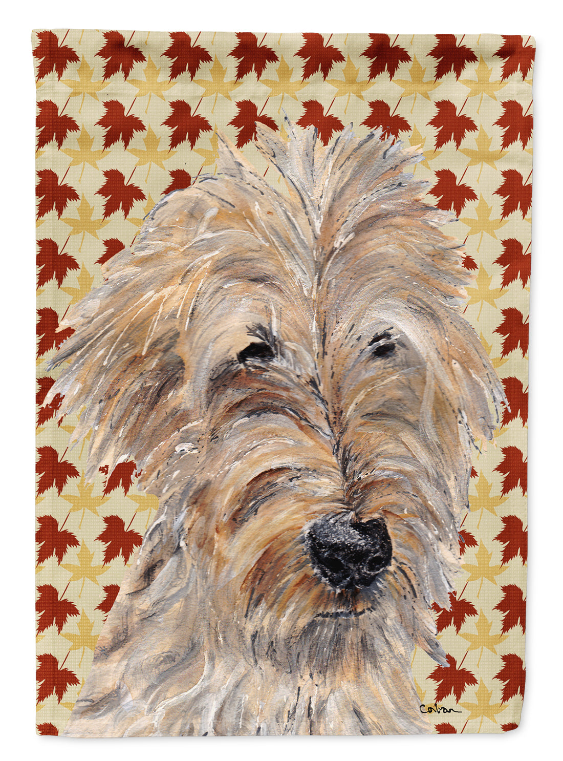 Goldendoodle Fall Leaves Flag Canvas House Size
