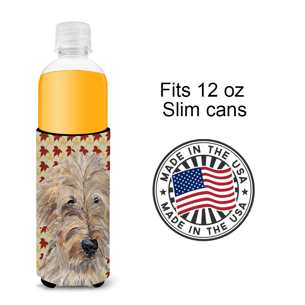 Goldendoodle Fall Leaves Ultra Beverage Insulators for slim cans.