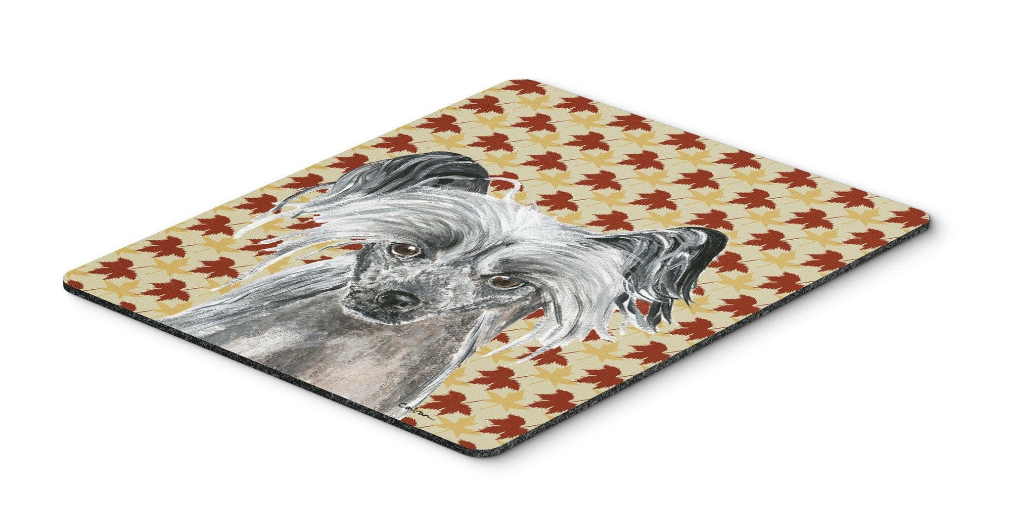 Chinese Crested Fall Leaves Mouse Pad, Hot Pad or Trivet by Caroline's Treasures