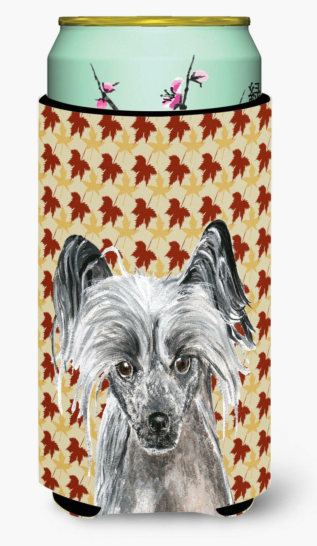 Chinese Crested Fall Leaves Tall Boy Beverage Insulator Beverage Insulator Hugger by Caroline&#39;s Treasures