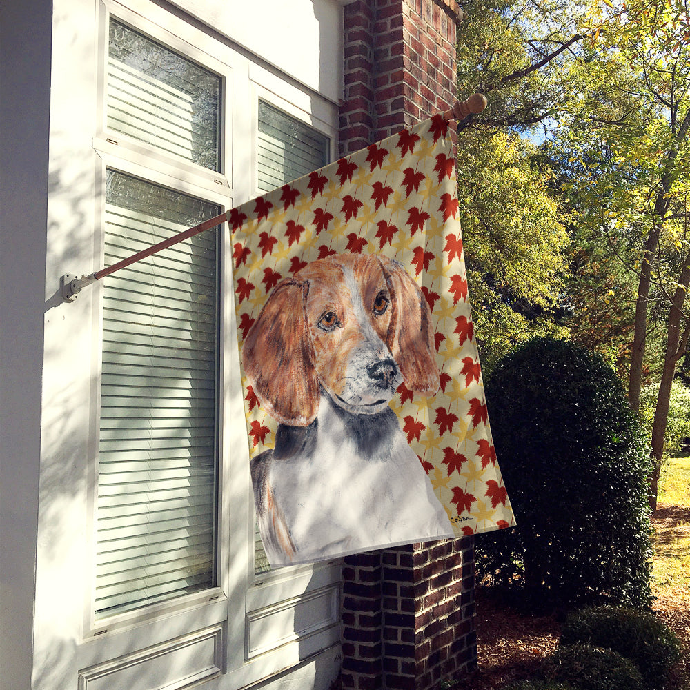 English Foxhound Fall Leaves Flag Canvas House Size  the-store.com.