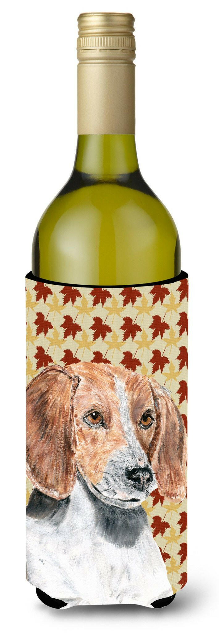 English Foxhound Fall Leaves Wine Bottle Beverage Insulator Beverage Insulator Hugger by Caroline&#39;s Treasures