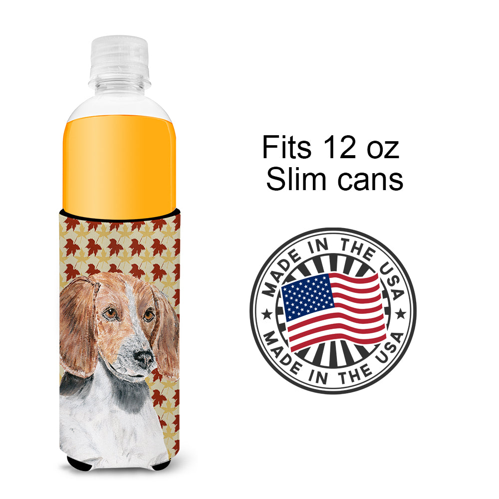 English Foxhound Fall Leaves Ultra Beverage Insulators for slim cans.