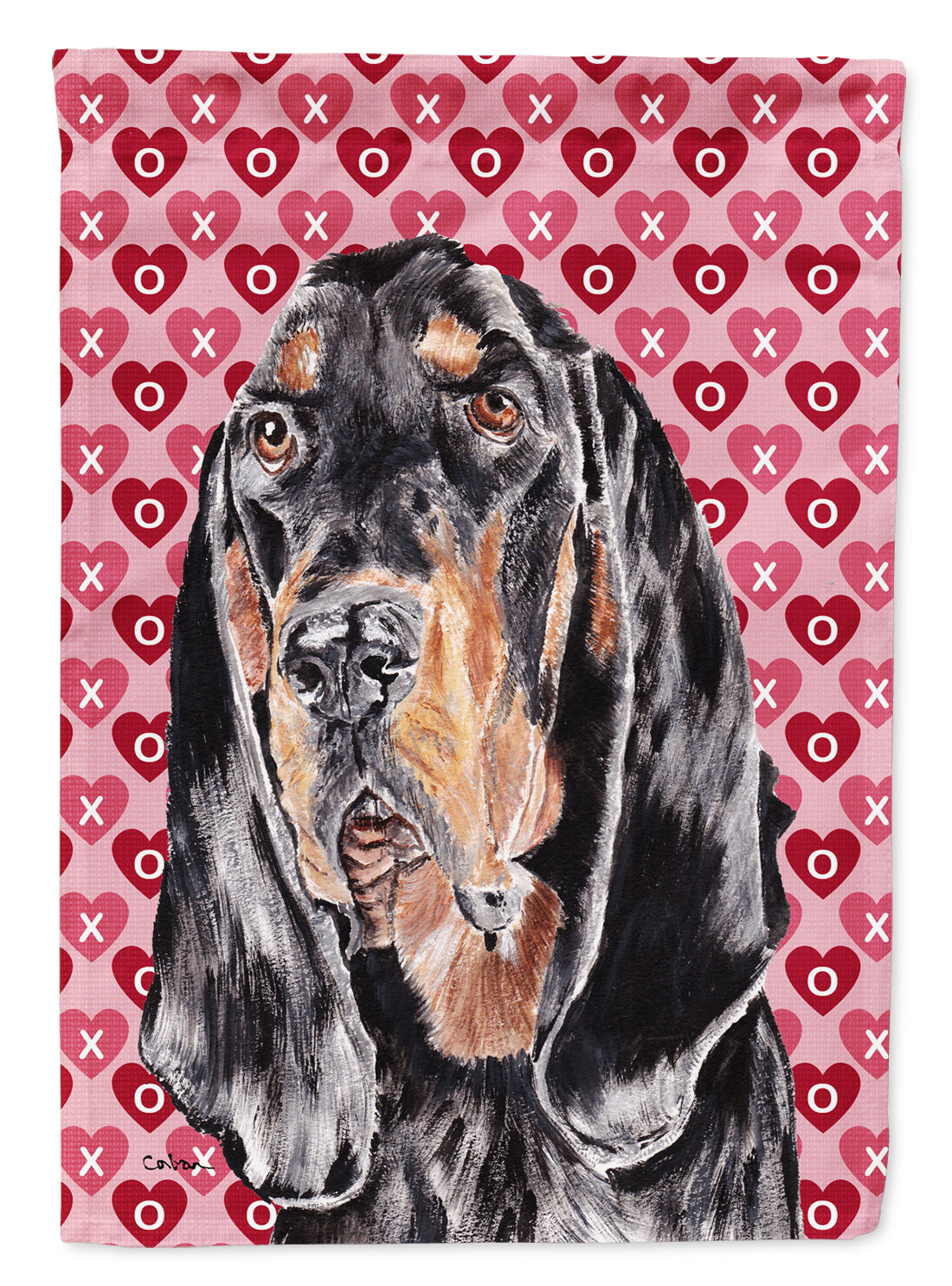Coonhound Valentine&#39;s Love Flag Canvas House Size