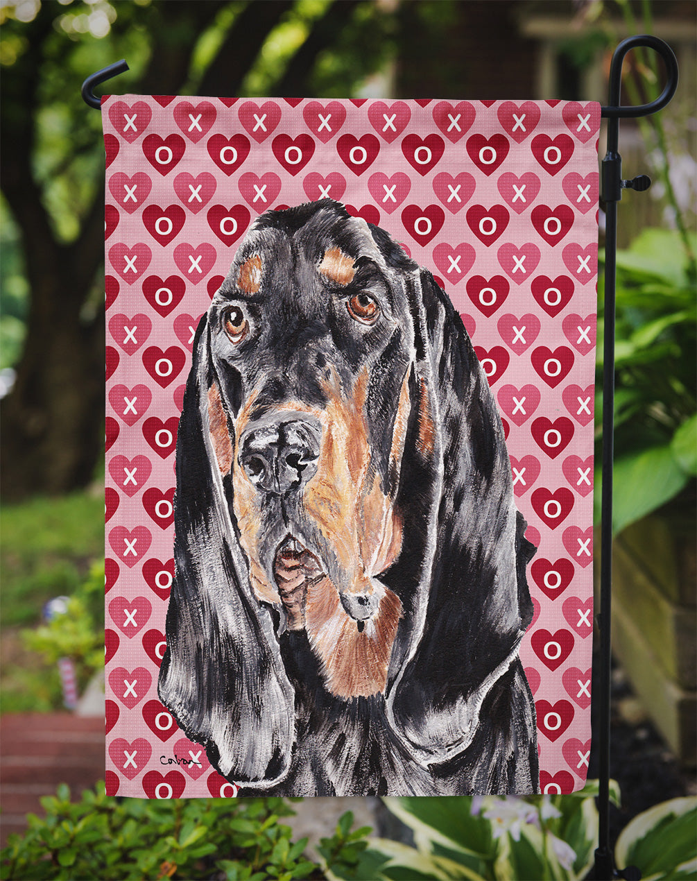 Coonhound Valentine's Love Flag Jardin Taille