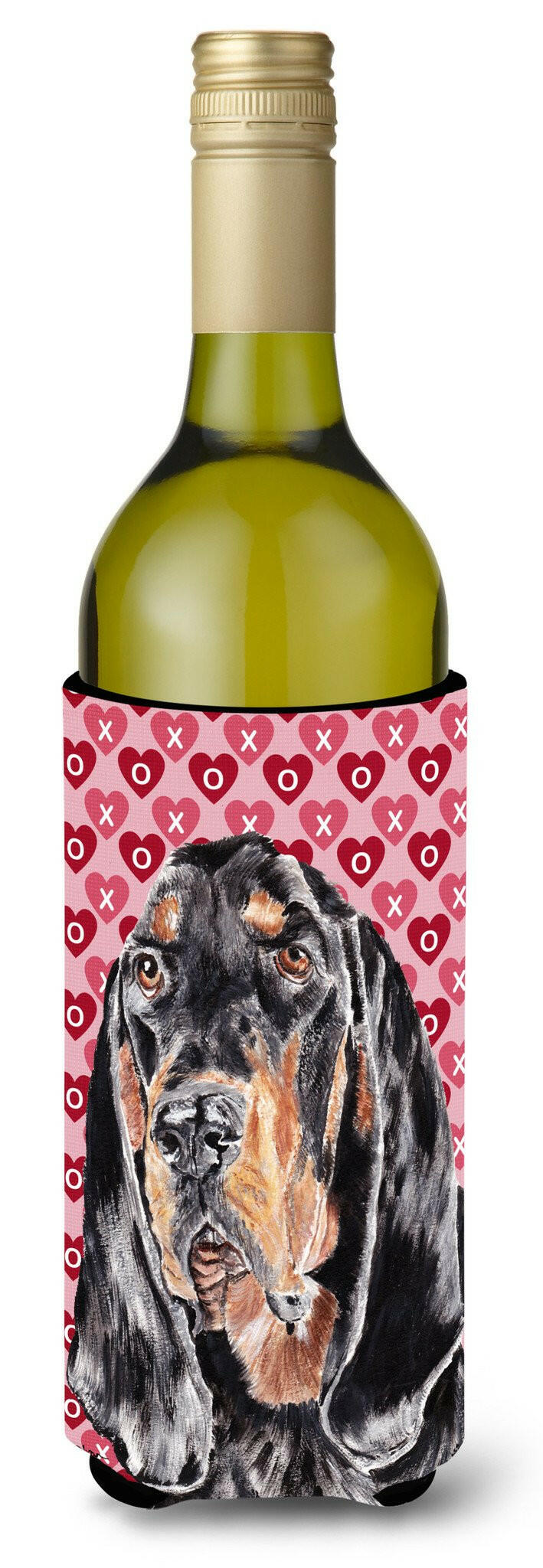 Coonhound Valentine&#39;s Love Wine Bottle Beverage Insulator Beverage Insulator Hugger by Caroline&#39;s Treasures