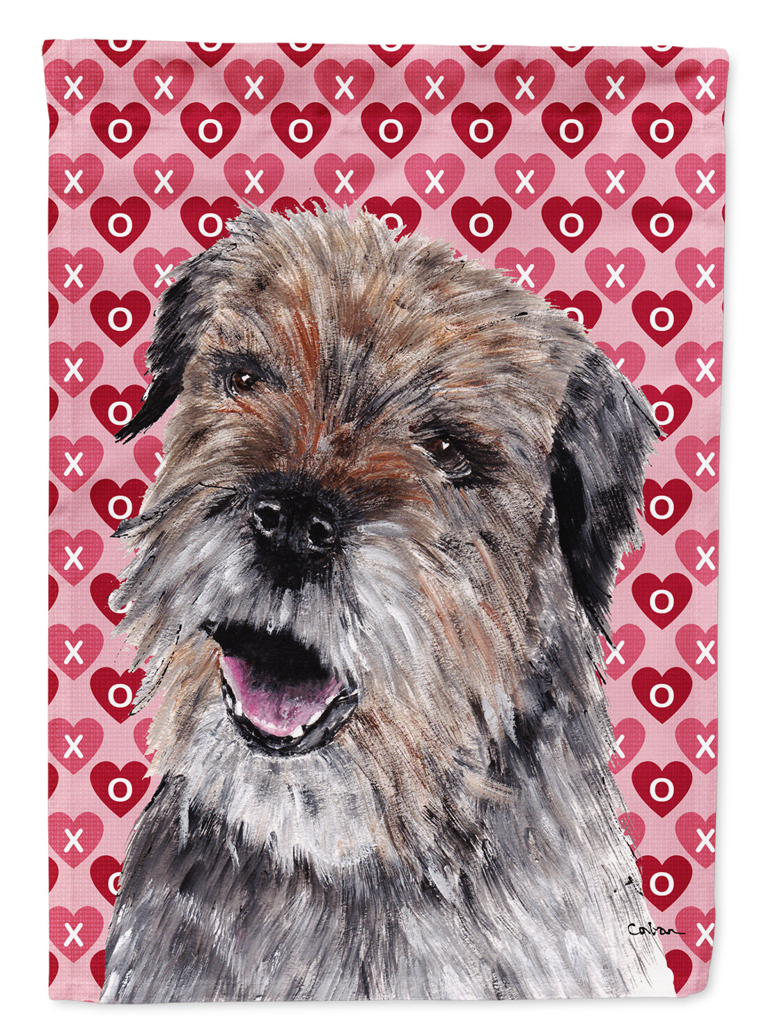 Border Terrier Valentine&#39;s Love Flag Canvas House Size  the-store.com.