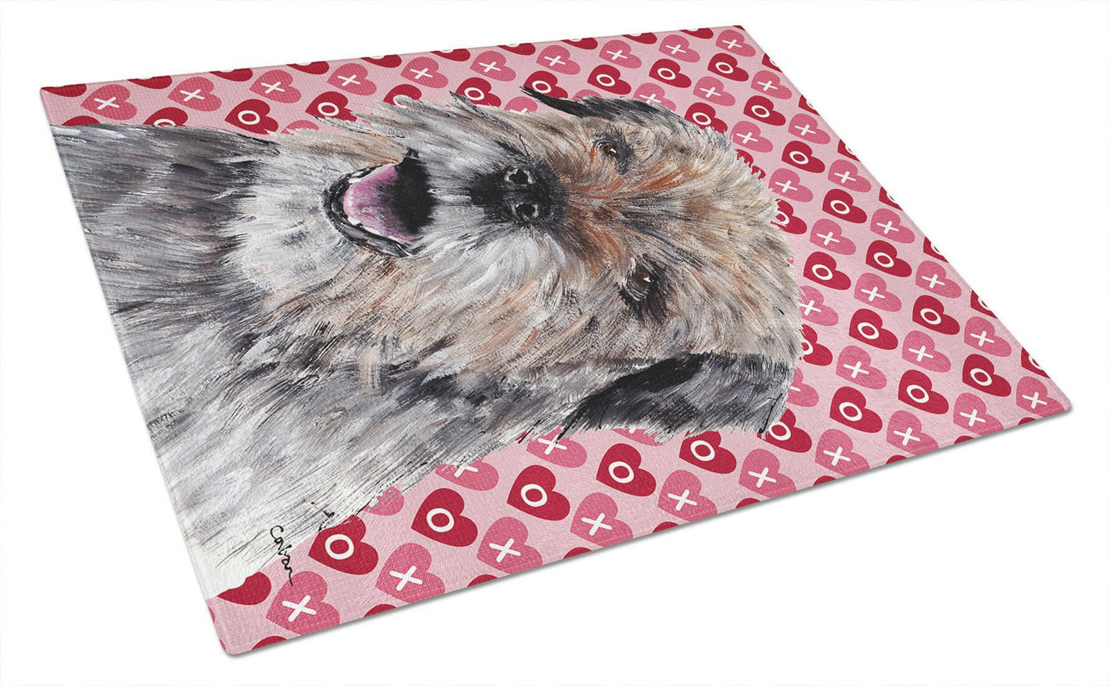 Border Terrier Valentine's Love Glass Cutting Board Large by Caroline's Treasures