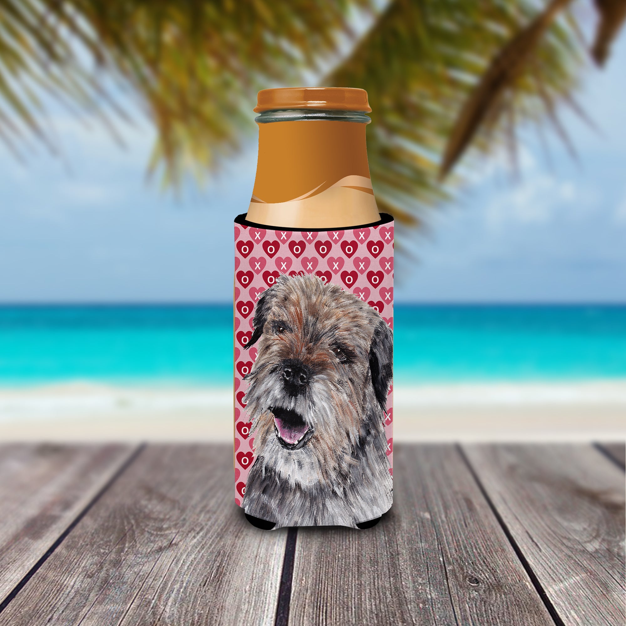 Border Terrier Valentine's Love Ultra Beverage Insulators for slim cans.