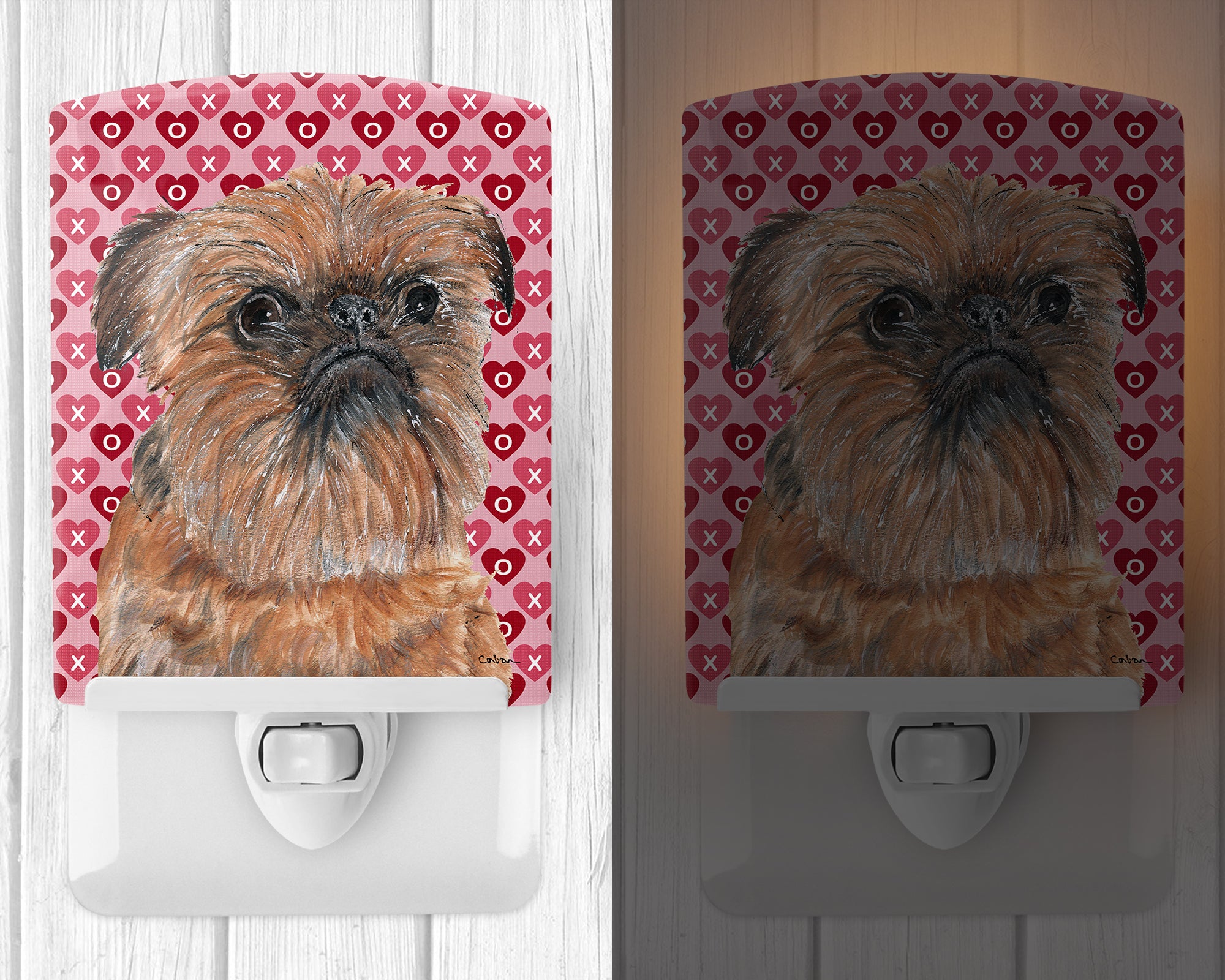 Brussels Griffon Hearts and Love Ceramic Night Light SC9558CNL - the-store.com